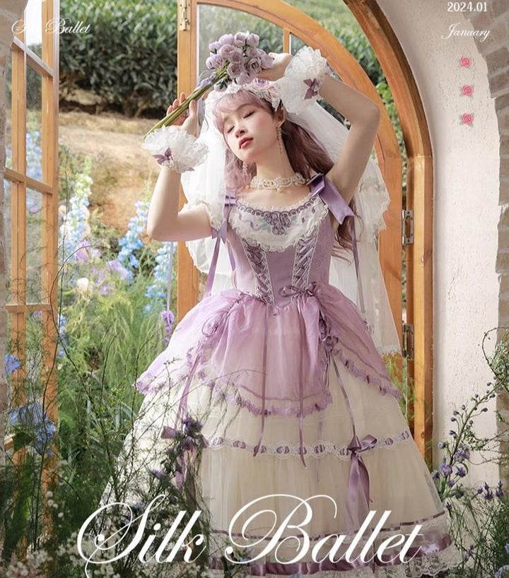 Flower and Pearl Box~Silk Ballet~Wedding Lolita JSK Dress Princess Bridal Dress 34050:442824