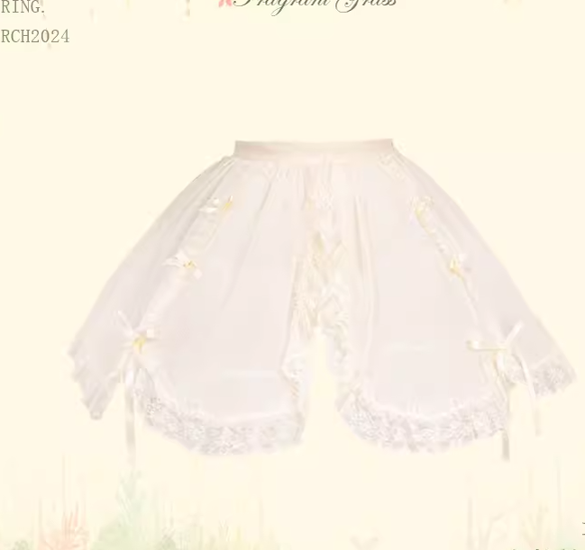 Flower and Pearl Box~Wild Flowers and Fragrant Grass~Country Lolita Blouse and Innerwear with Apron Dress Set XS dotted gauze apron (ivory) 