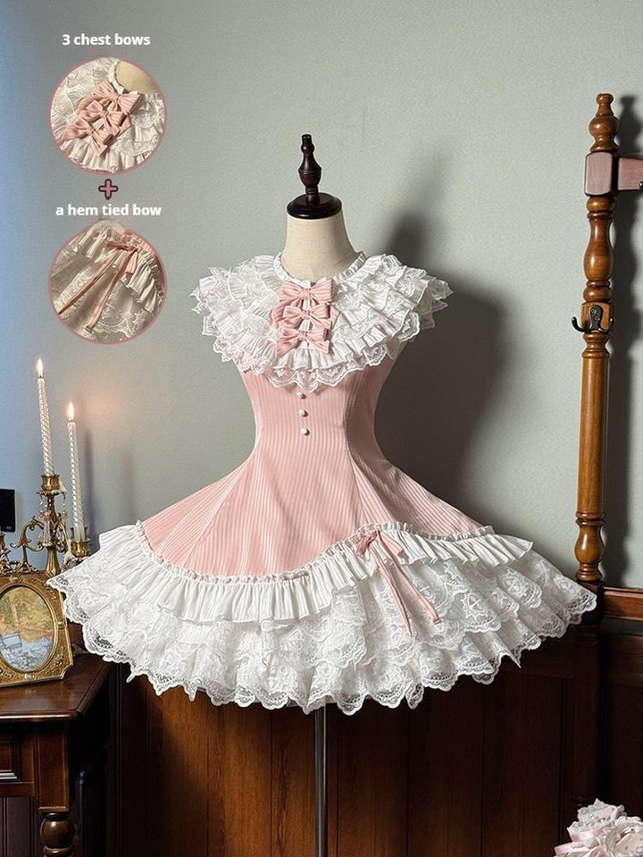 Alice Girl~Arrogant Miss~Sweet Lolita Jumper Dress with Tiered Lace Skirt (L M S XL XS) 41484:699974