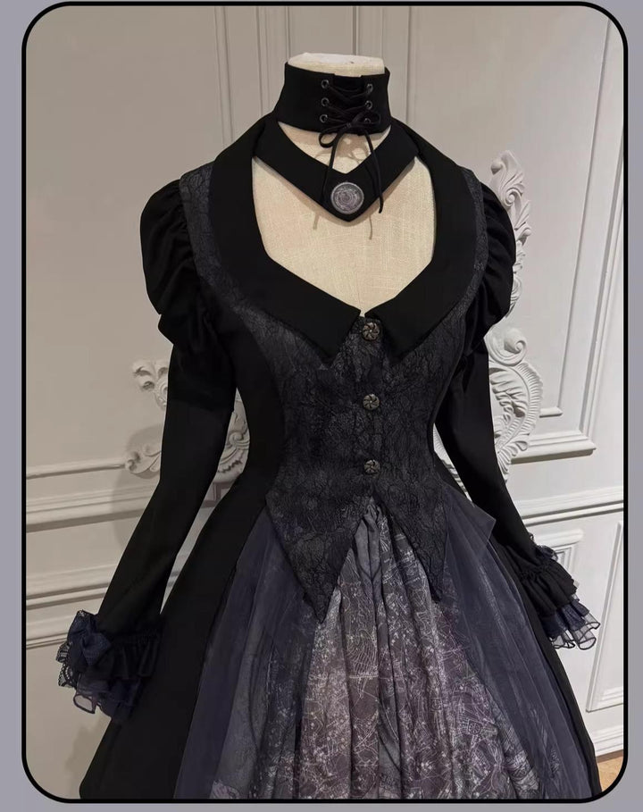 Susin Lolita~Star Disk~Gothic Lolita Dress Elegant OP Dress and Coat 40980:682874