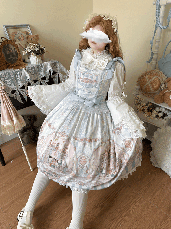 Plus Size Sweet Lolita Cotton Blouse with Hime Sleeves White Blouse L