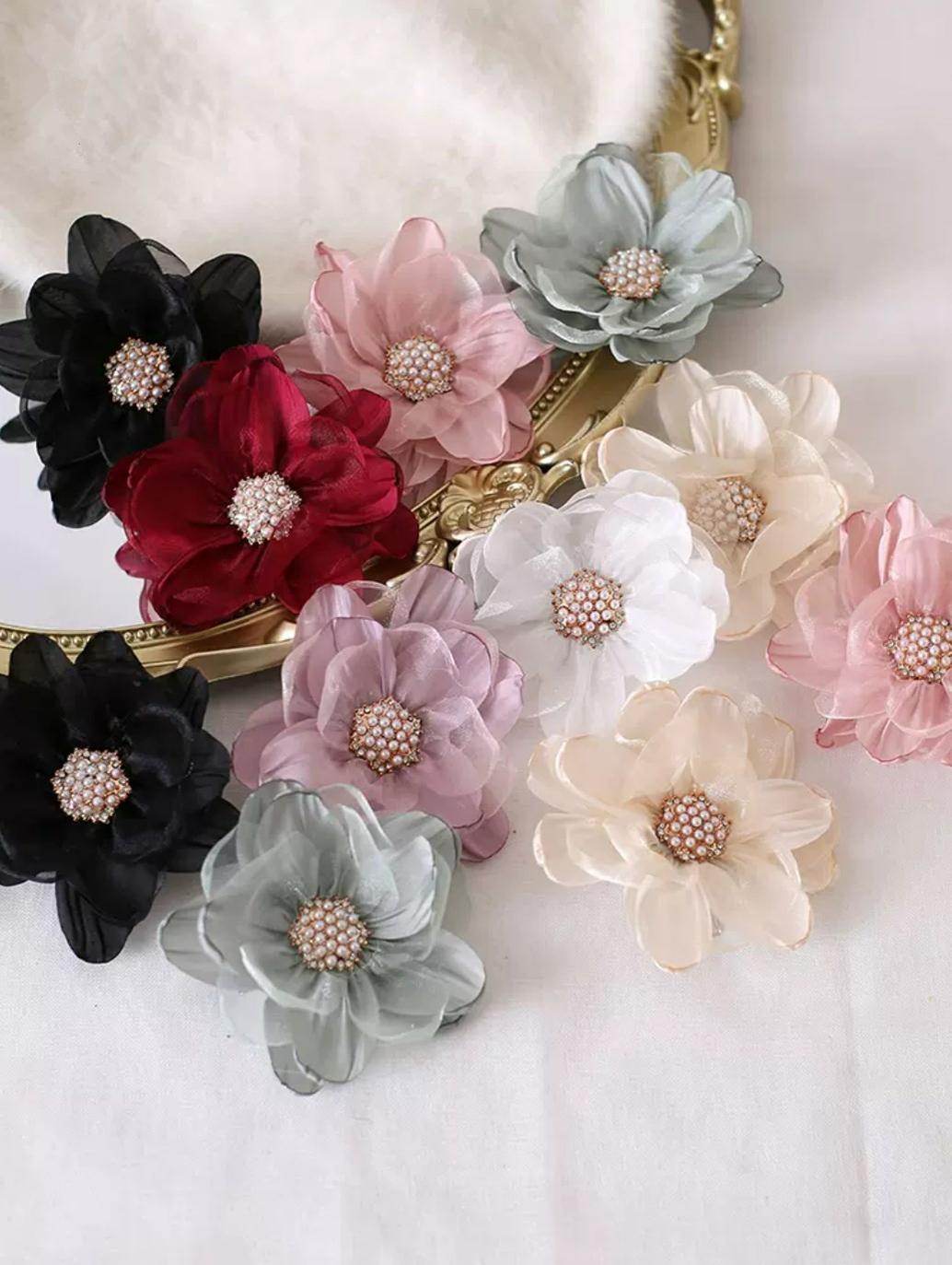 Xiaogui - Elegant Lolita Headdress Organza Flower Hairpin