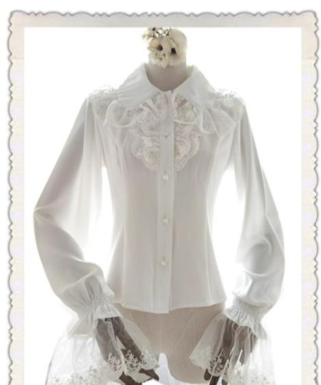 Sweet Angel - Classic Lolita Blouse Lace Chiffon Lolita Shirt White blouse only S