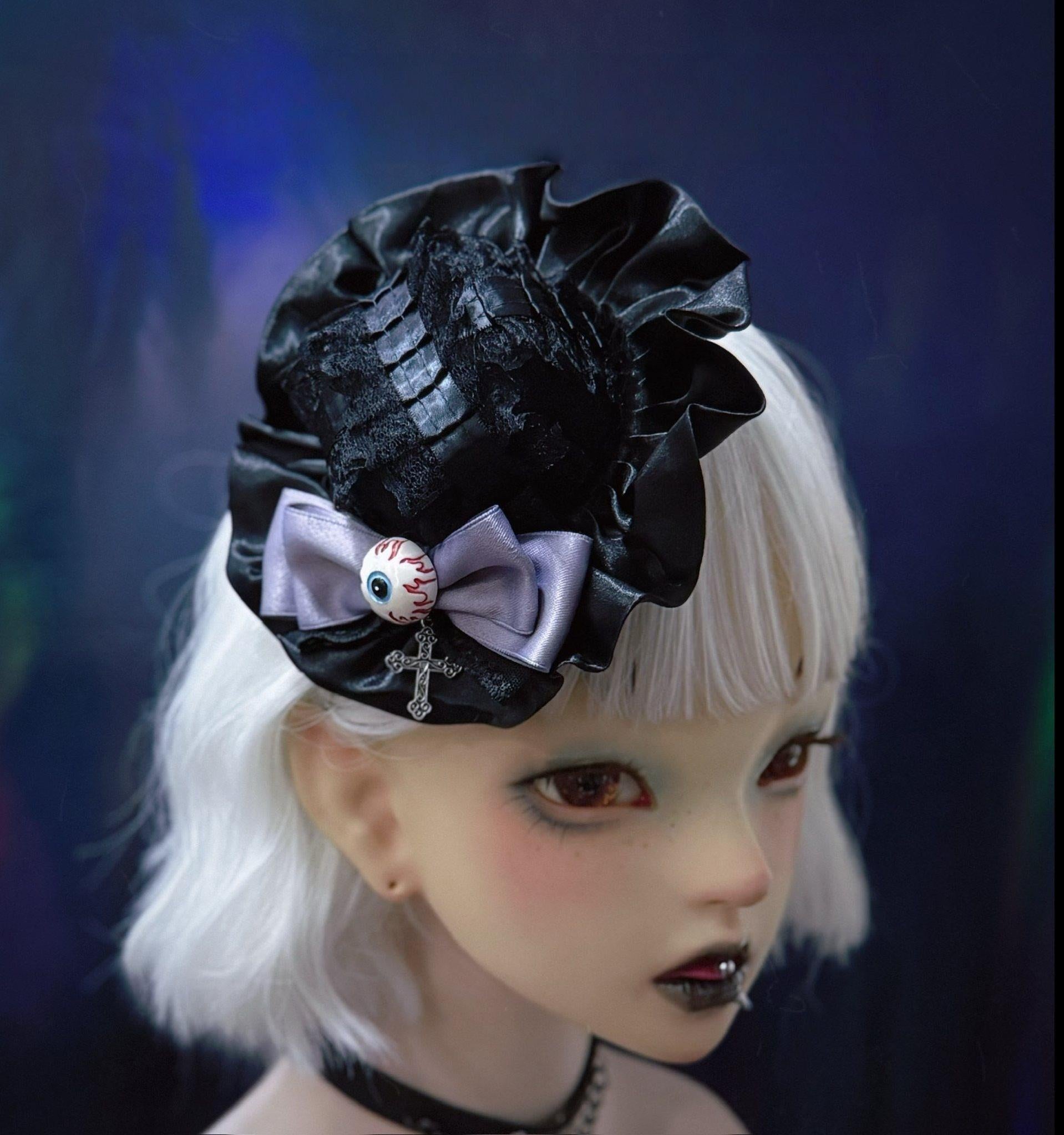 Halloween Gothic Lolita Headdress, Eyeball & Skeleton Accent 4