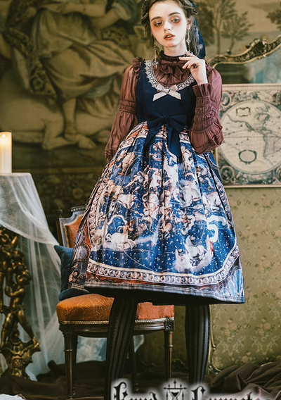 Krad Lanrete~Elegant Lolita Dark Blue Zodiac Print JSk Skirt   