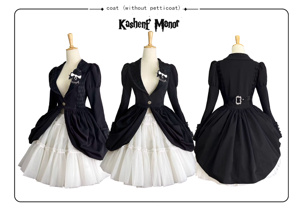 (Buyforme)Little Bear~Gothic Lolita Black and White Striped JSK Set (2XL L M S XL) 21350:301642
