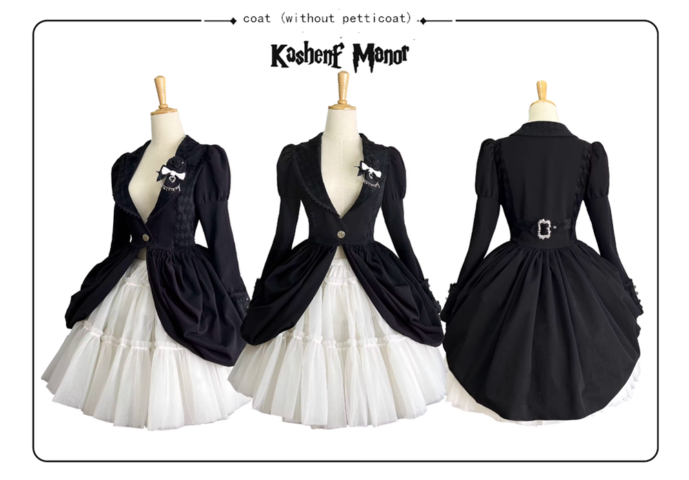 (Buyforme)Little Bear~Gothic Lolita Black and White Striped JSK Set S coat only (without petticoat) 