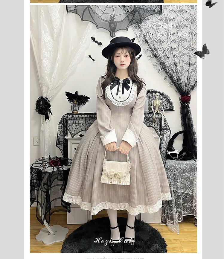 Hezi's Cat Haven~Black Cat Butler~Maid Lolita OP Dress Elegant Black and White Dress 40552:664764