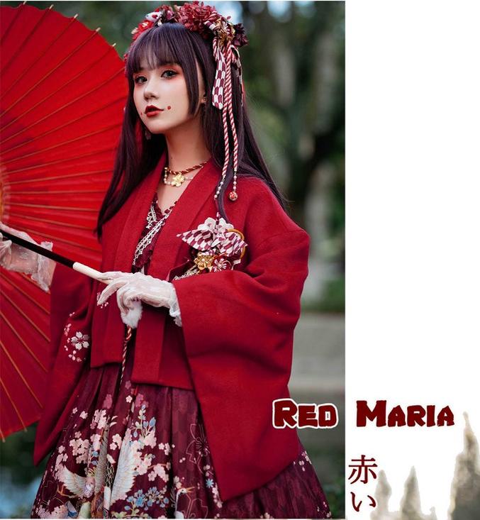 Red Maria~Wa Lolita Coat Red Embroidery Woolen Winter Coat 19690:419354