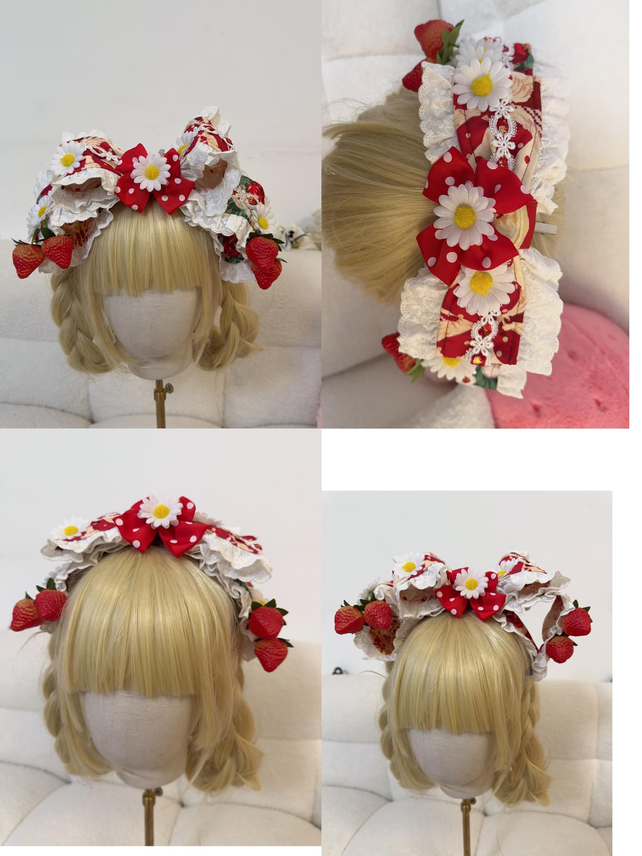 Crown Strawberry - Old School Lolita Crown Strawberry Printed OP Dress KC Only (only sold with OP) (choose M) S Pre-order