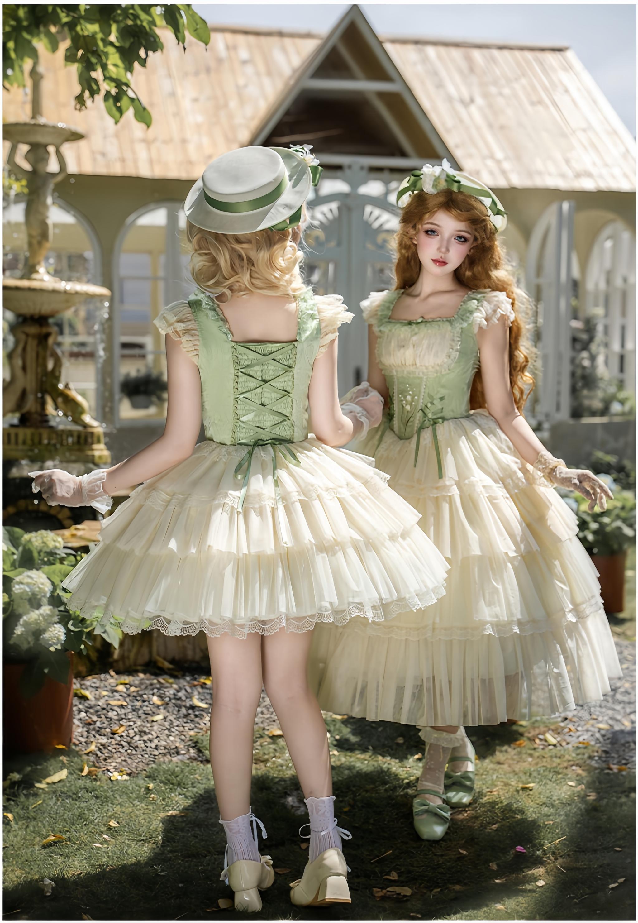 Lily of the Valley Whisper - Embroidered Classic Lolita Corset JSK Dress