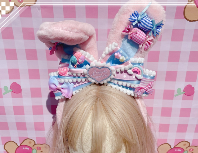Pretty Girl Lolita - Sweet Lolita Pink-blue Accessories a rabbit ears KC