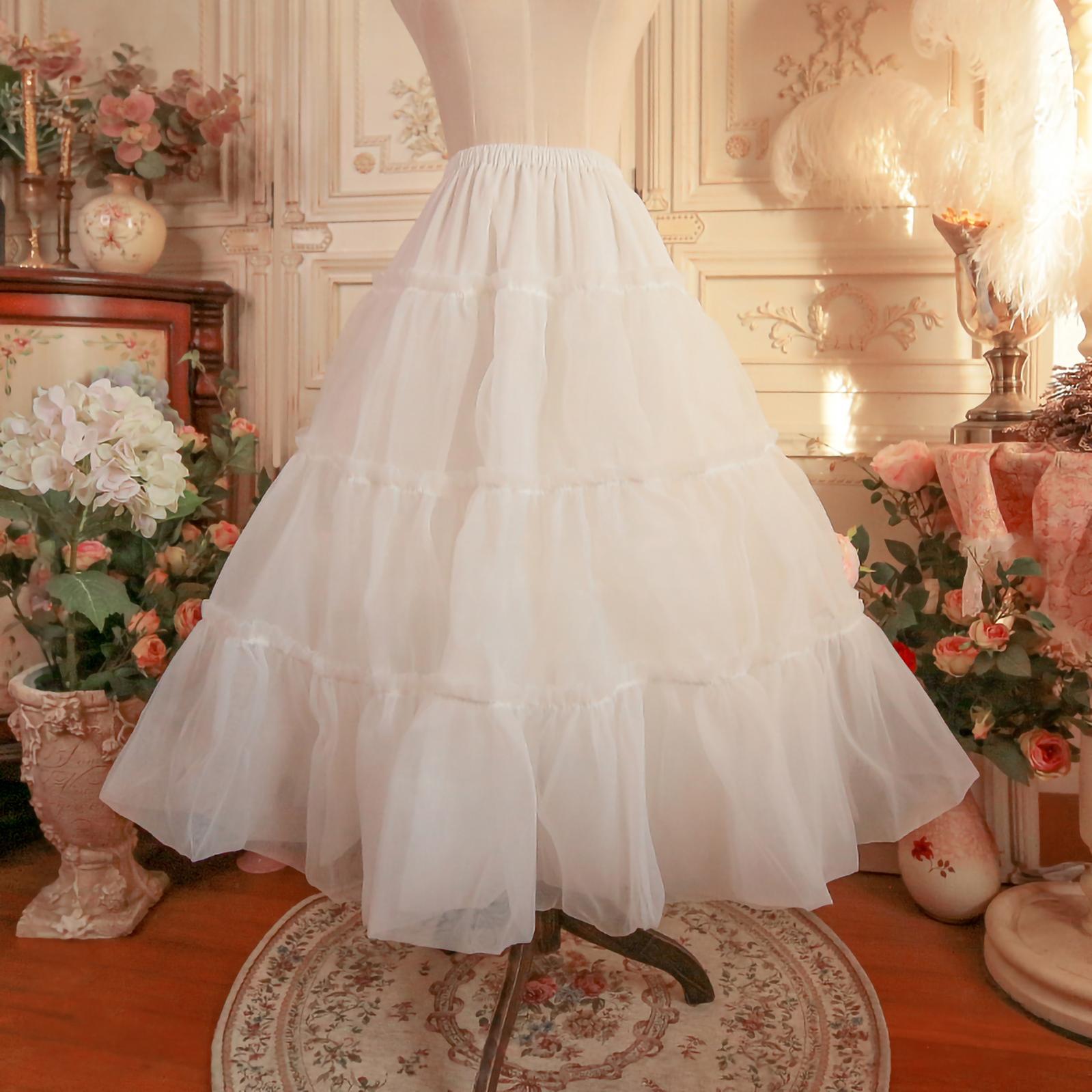 Aurora&Ariel - Long Dailywear A-Line Lolita Petticoat | 30.7" (78 cm), Cotton Lining (White) 2976:780210