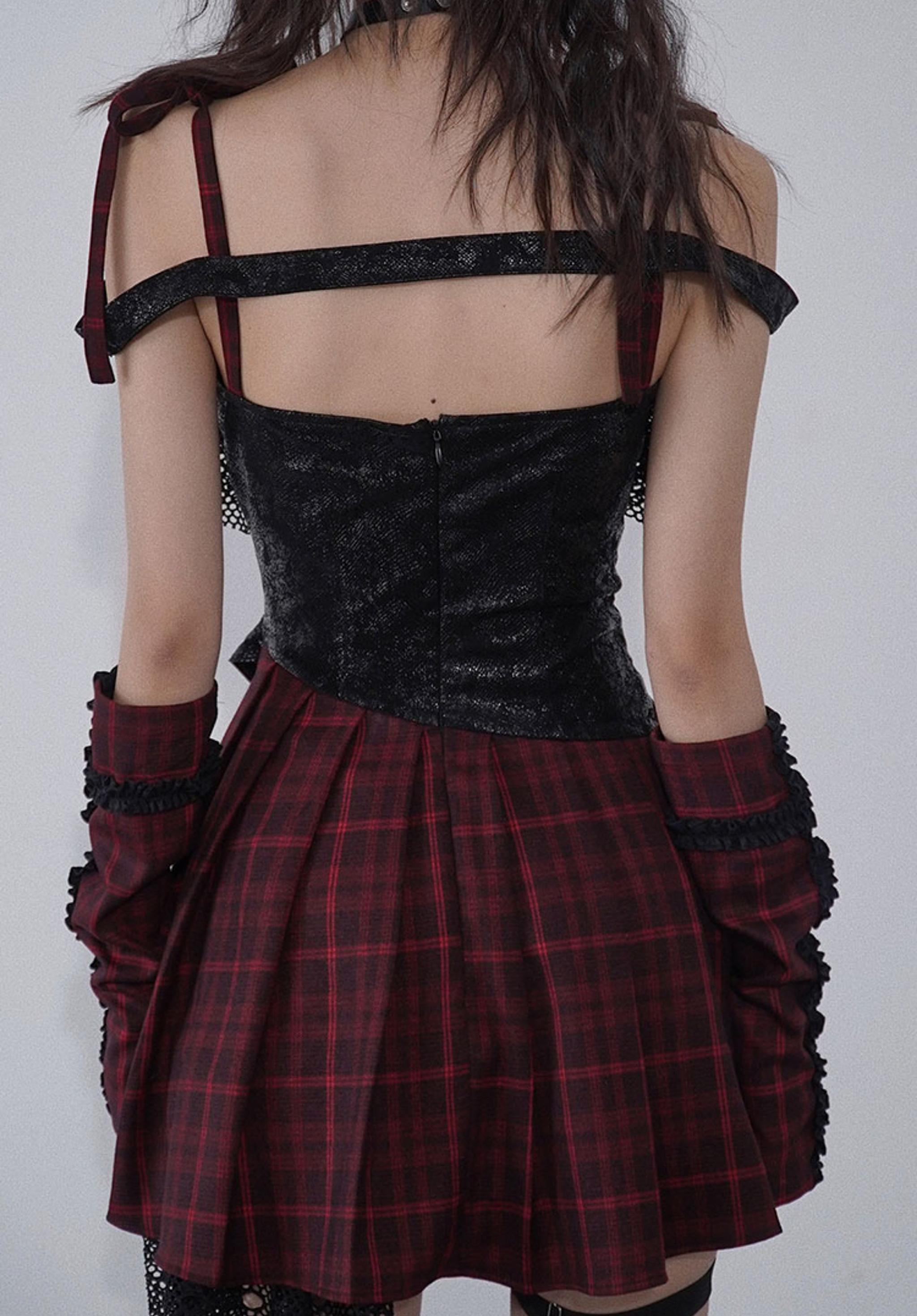Punk Lolita JSK Dress with Red and Black Straps – 42Lolita