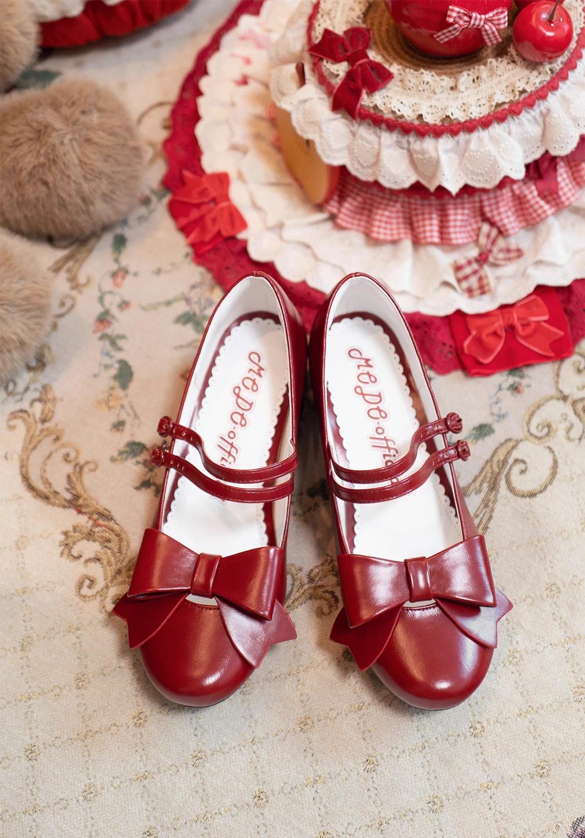 MODO - Apple Candy - Pointed Toe Lolita Shoes, Low Block Heel