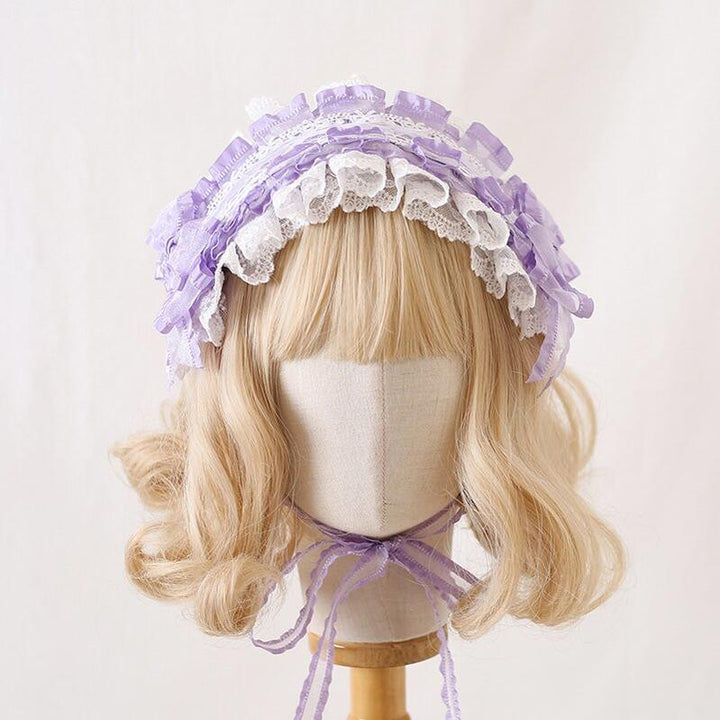 Xiaogui~Mood Limited~Elegant Lolita Headdress Bow Lace KC light purple (white lace)