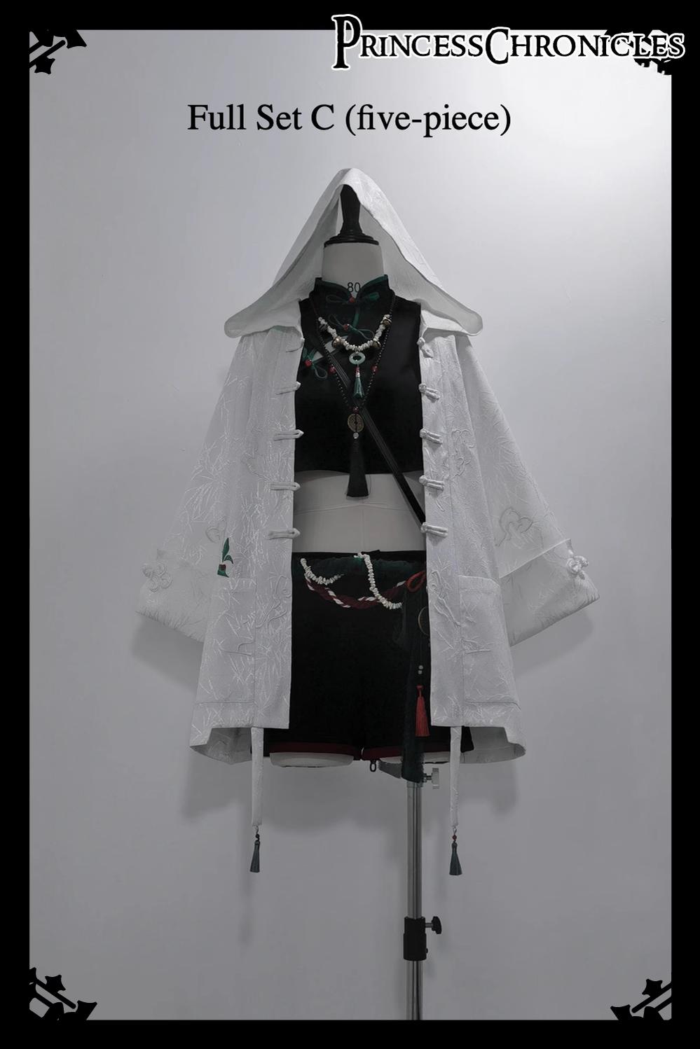 Princess Chronicles~Bamboo Panda~Han Lolita Shirt Full Set Chinese Style Unisex Set S Full Set C (5 pieces) 