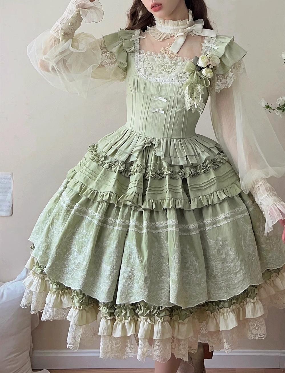 ZJstory~14-line Poem Set~Classic Lolita Separate Dress Set Tiered Ruffles Skirt 40728:674768