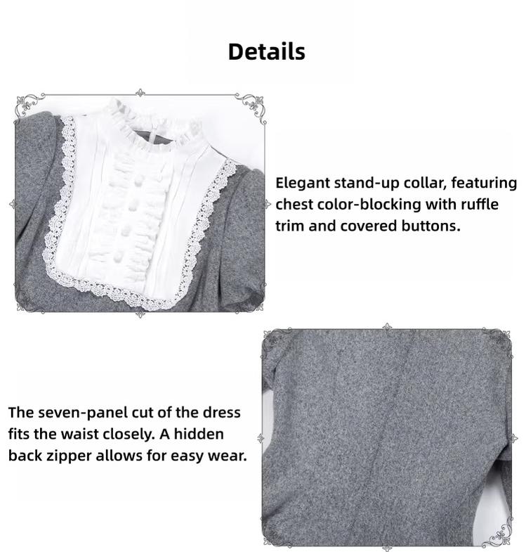 Reminisce - Pile Classic Lolita Dress, Detachable Cape 44439:808566