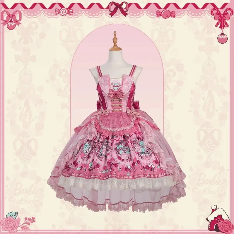 Nutcracker - IP Collaboration Sweet Lolita JSK & OP, Princess & Rose Print (L M S XL XS) 45890:866729