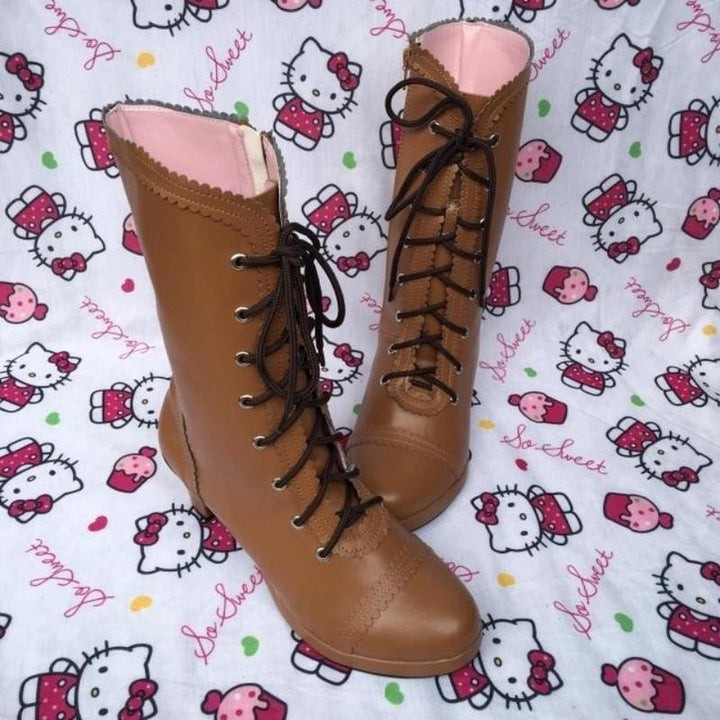 Antaina~Elegant Lolita Heel Boots Heel Shoes Multicolor 35 Light brown matte - heel 6.3cm / platform 1cm 