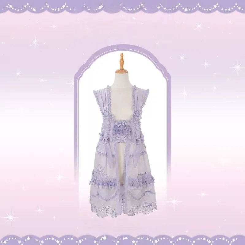 Little Twin Stars - Cotton Lining Sweet Lolita Dress Set, Unicorn and Star Print (L M S XL XS) 45655:857269