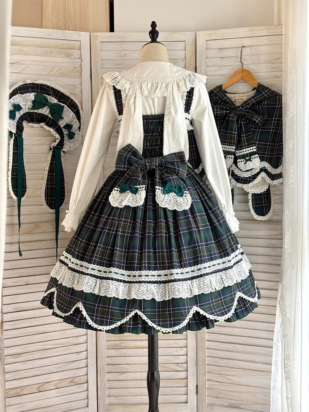 Plaid Petal Bunny - Old School Lolita Plaid JSK Dress, Side Pockets 44674:818481