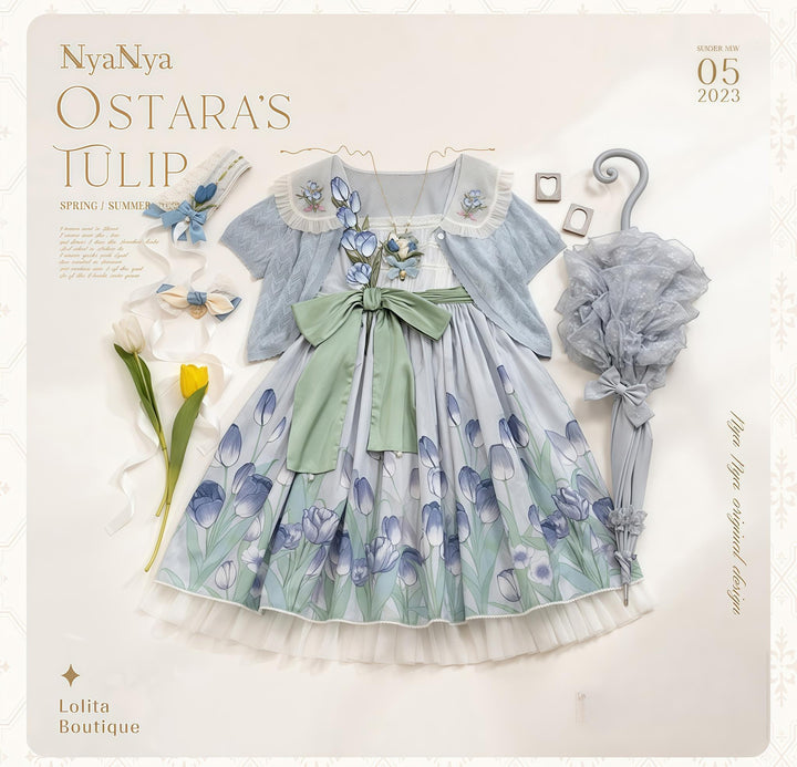 NyaNya - OSTARA'S TULIP - Peter Pan Collar Lolita Cardigan, Tulip Embroidery