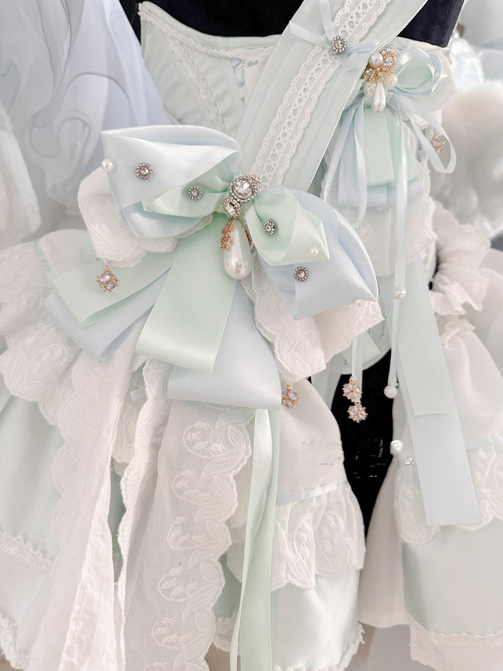 POSHEPOSE~Beauty and Mint Cloud~Sweet Lolita Dress Set High End   