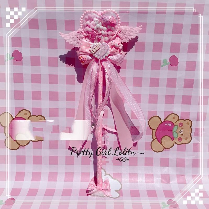 Pretty Girl Lolita~Angel Love Wings~Sweet Lolita Cane 45 cm Photo Props Wand light pink  