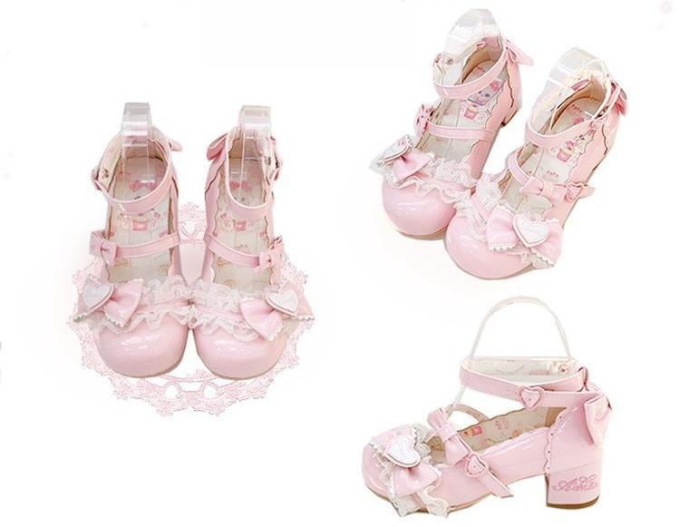 Aimee~Sakura~Sweet Lolita Heels Cute Mid-heel Mary Jane Shoes Sakura pink 34