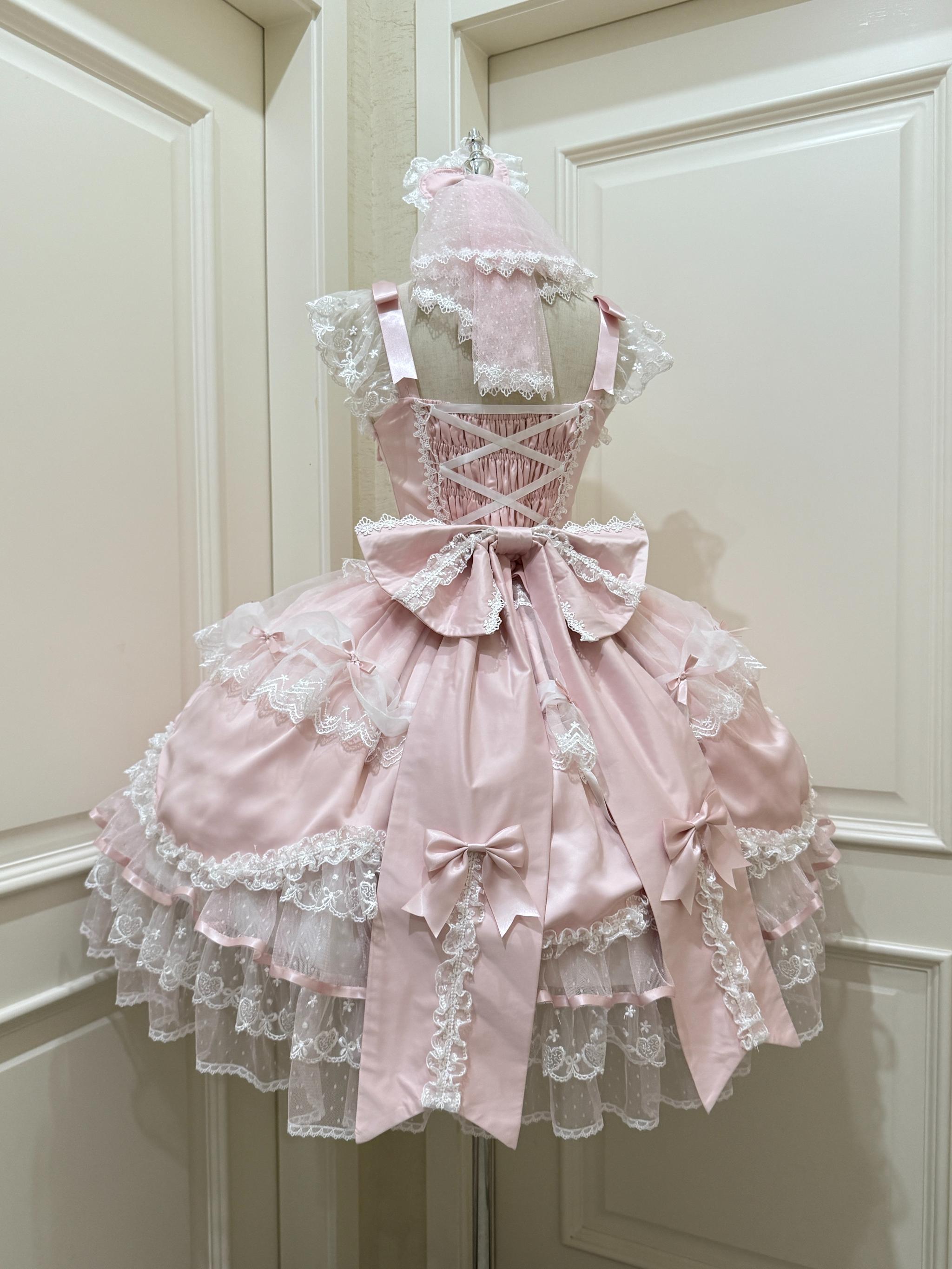 Sugar Girl - Velvet Sweetheart - Doll-like Sweet Lolita Jumper Dress, Bow Accents (L M S) 44021:792777