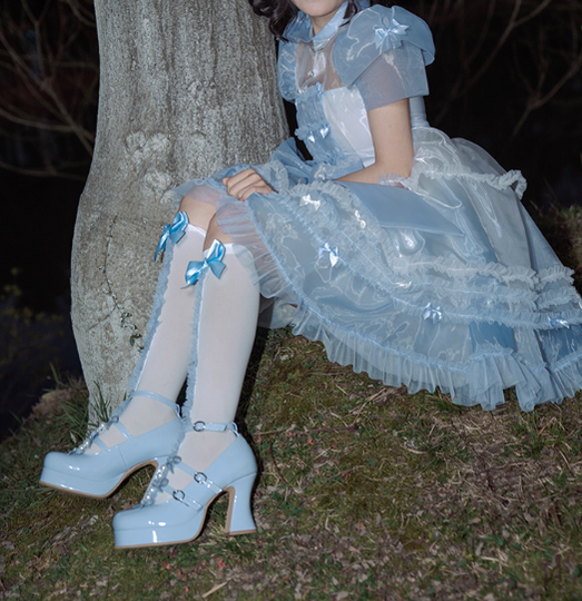 Pure Tea For Dream~Sweet Lolita Platform Pearl Bow Shoes 16296:217900