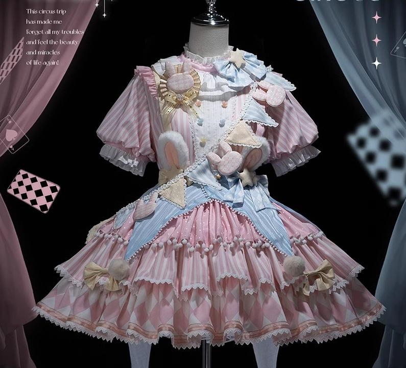 Forest Fluorescent Carps~Ouji Lolita OP Dress Circus Lolita Strip Prince Suit 38690:596618