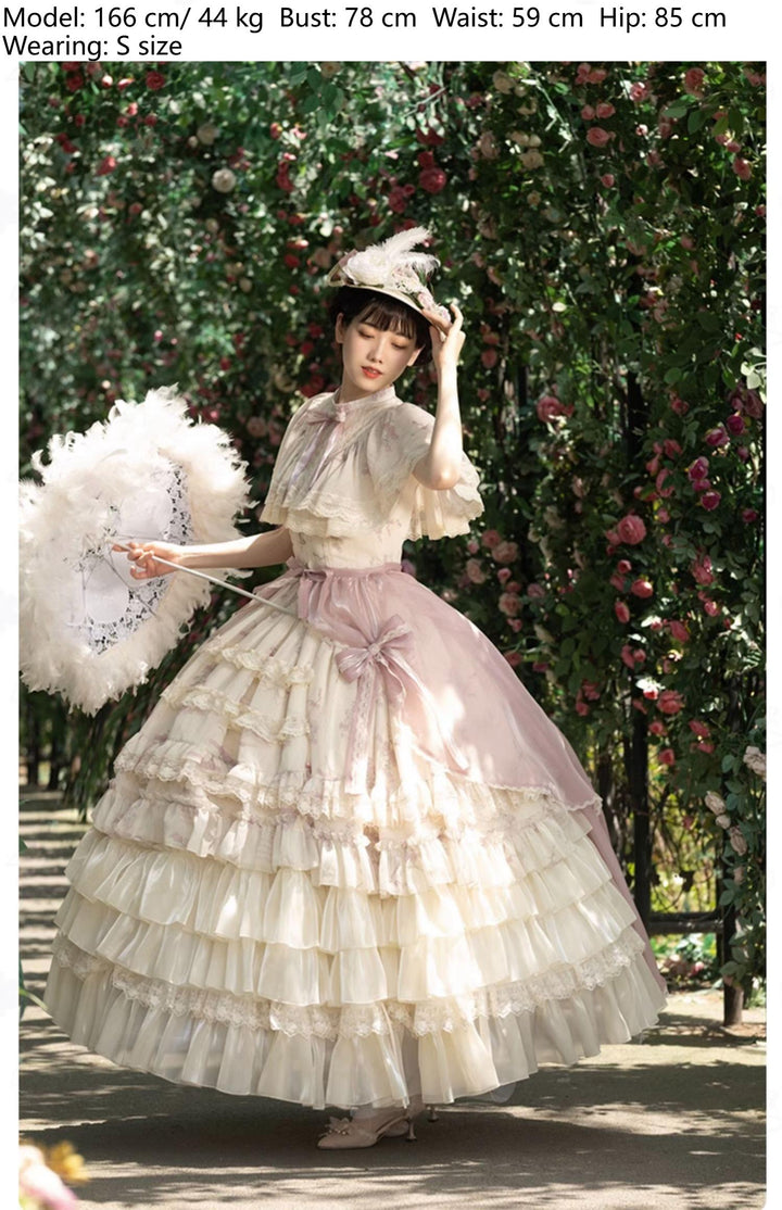 With PUJI~Nanke~Classic Lolita OP Dress Outfit with Edwardian Collar 41366:693224