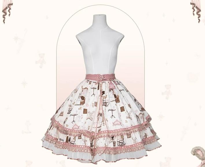 (BFM)Flower and Pearl Box~Lovely Lolita Dress OP Cloak Blouse SK Set XS SK (Ivory Color) 