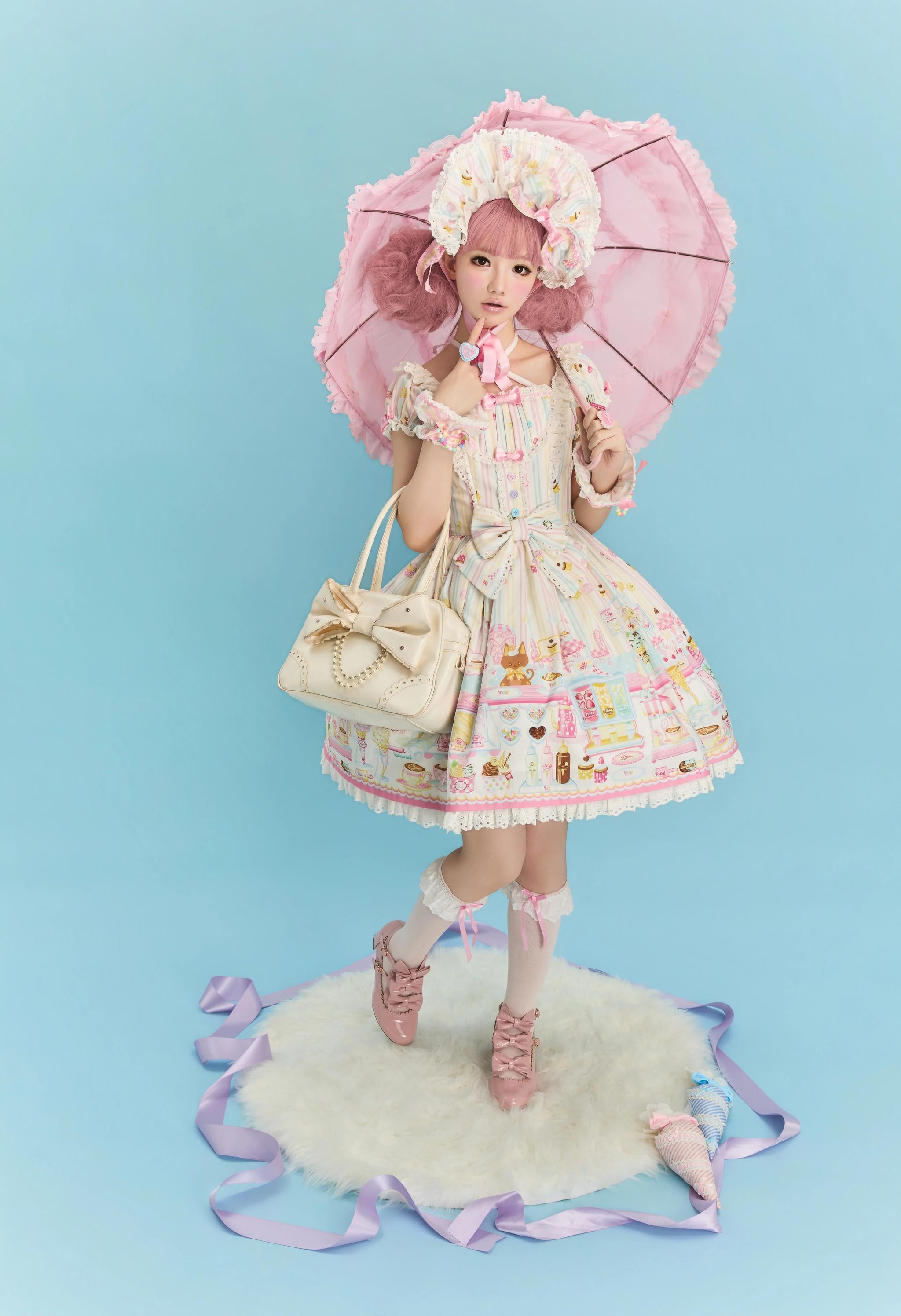 Summer Ice Cream Tale - Old School Lolita Ice Cream Printed OP & JSK Dress 45684:858667