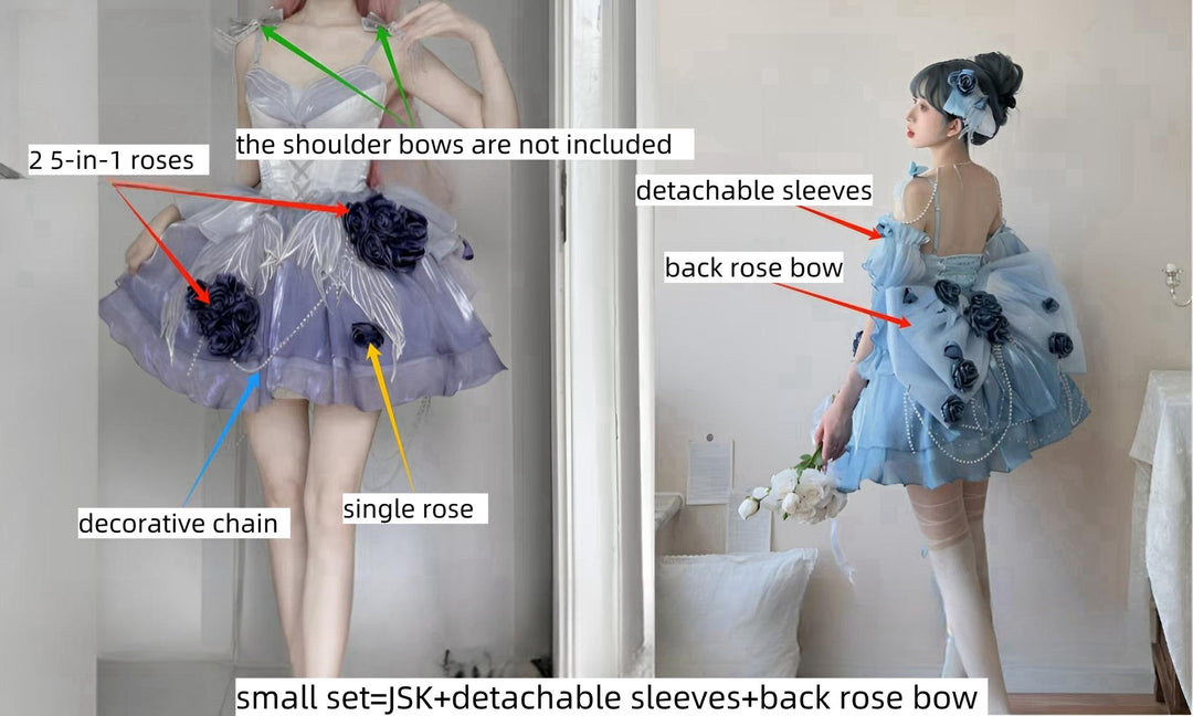 Meowing and fruity~Swan Fantasy~Fairy Lolita Short JSK Ballet-Style Jumper Dress