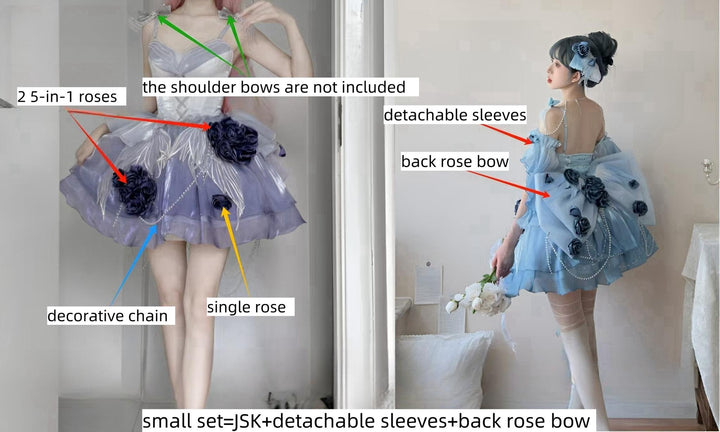 Meowing and fruity~Swan Fantasy~Fairy Lolita Short JSK Ballet-Style Jumper Dress