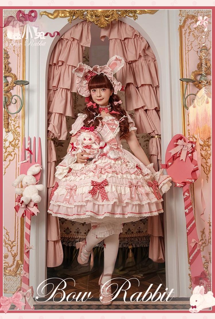 Mademoiselle Pearl~Bow Bunny~IP Collab Sweet Lolita OP Dress Bow JSK OP 38022:578776