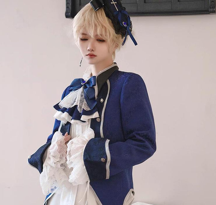 (BFM)CastleToo~Coffin of Pilgrimage~Ouji Lolita Shirt Pants Suit Medieval European Prince Suit   