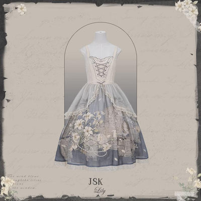 Flower and Pearl Box~Lily Poetry~Lily Print Lolita Dress Collection XS JSK (Off-White) 