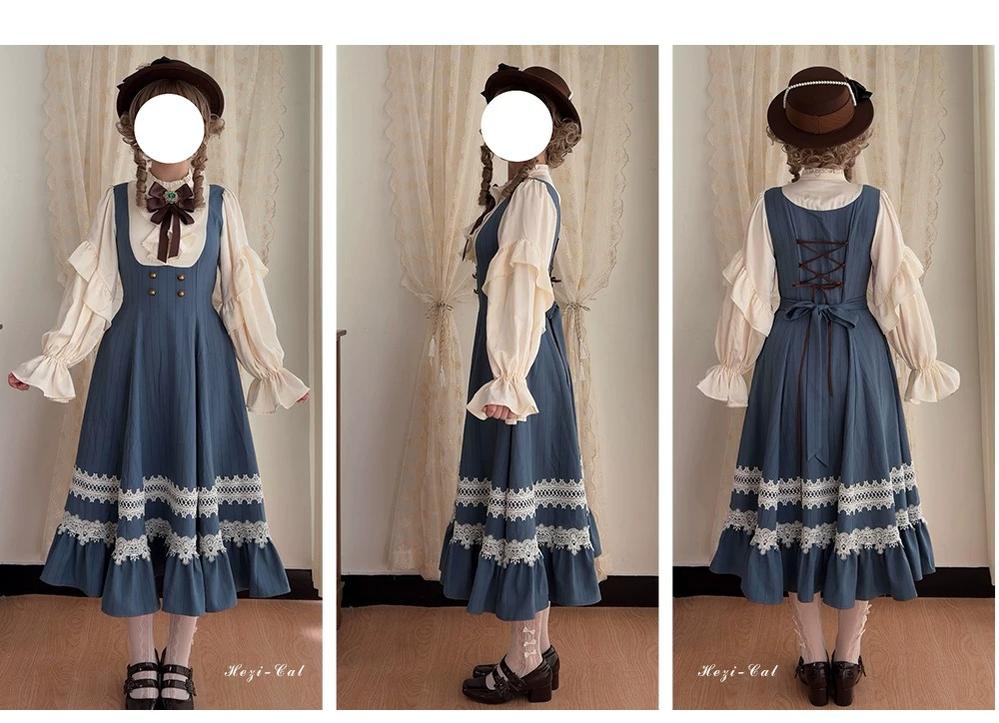 Hometown Autumn - Plus Size Classic Lolita Fake Two-Piece OP Dress 45667:857572