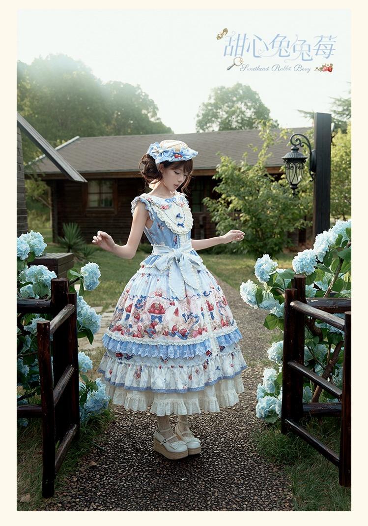Honey Machine - Sweetheart Rabbit Berry - Country Lolita Ivory Blouse, Underskirt & Apron 44138:796232