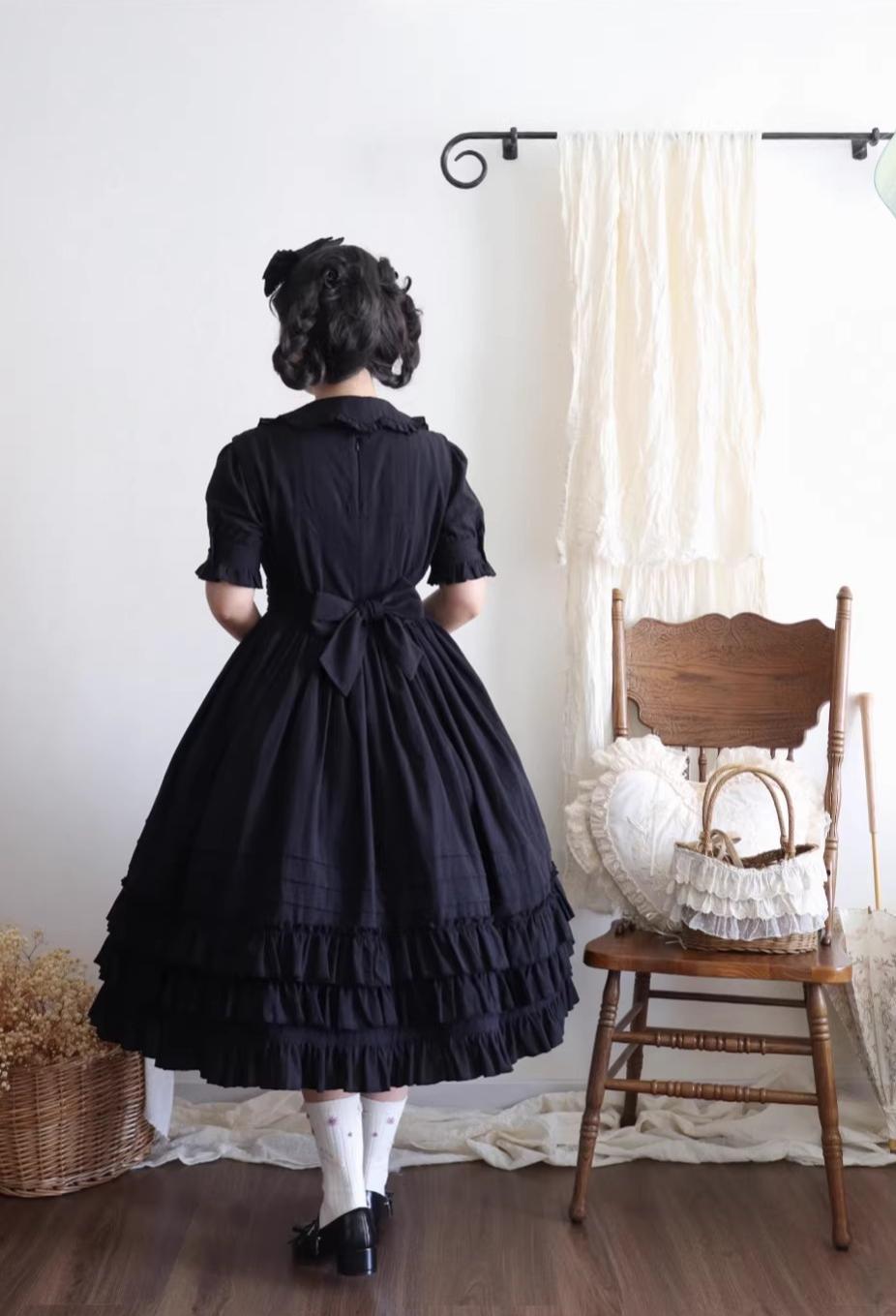 Maiden Nelly - Classic Lolita OP Dress, Embroidered Flowers