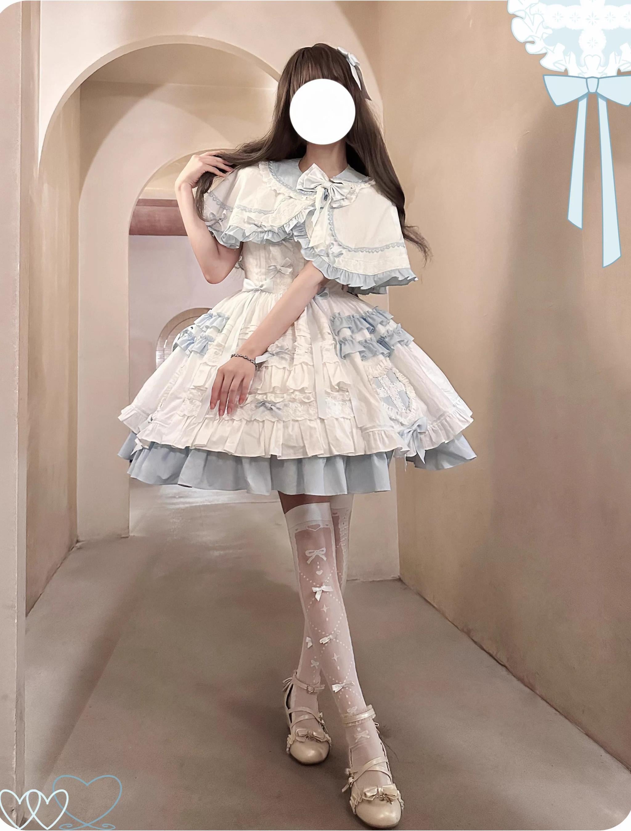 Showcase Doll - Doll-Like Sweet Lolita JSK Dress, Flounce Hem Cape 44446:808591