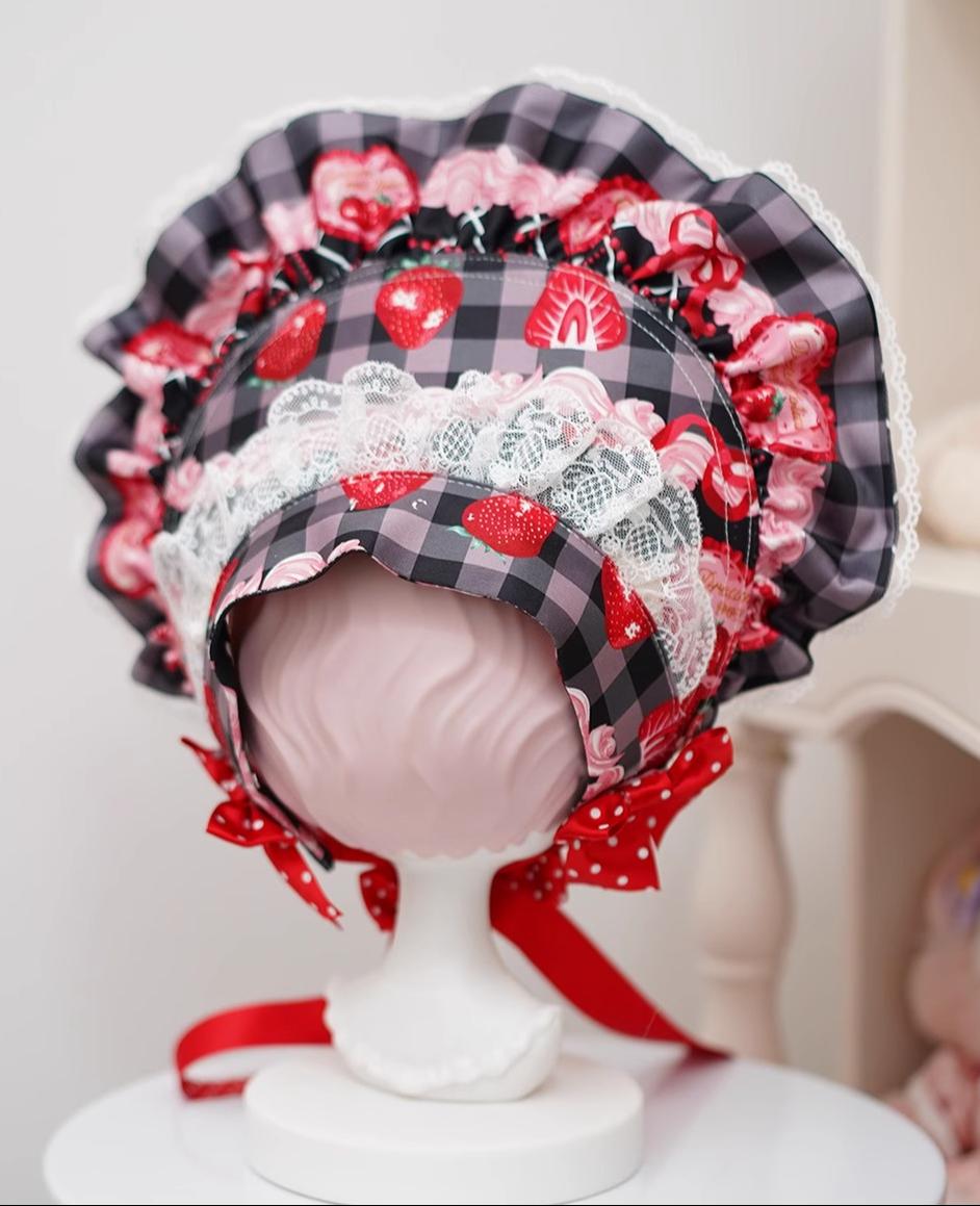 Mengfuzi~Strawberry~Sweet Lolita BNT Strawberry Print Detachable Sleeves