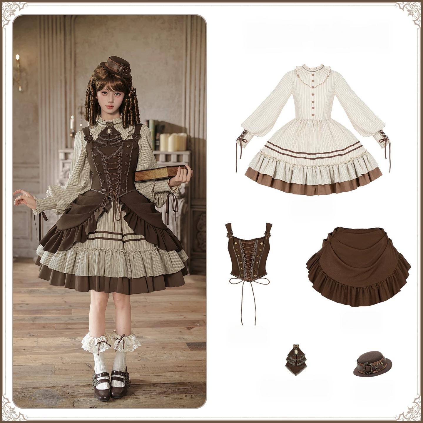 At Sunset - Fall Classic Lolita OP Dress Set, Bustier & Overlayer (L M S) 45930:868554
