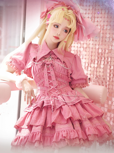 OCELOT~Contract Cross~Gothic Lolita Elegant JSK Multicolors S pink 