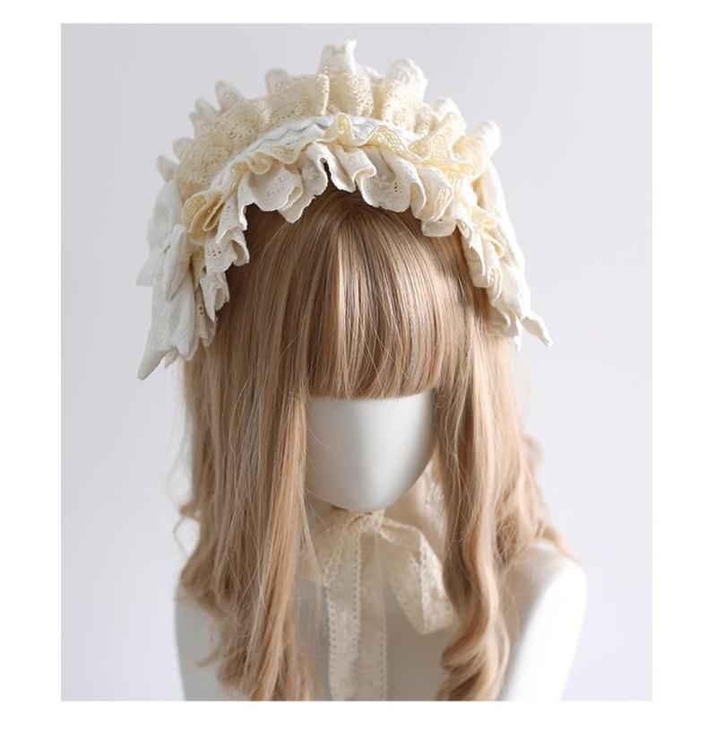 Xiaogui - Sweet Lolita Headband Lace Hairband Ballet Style Cream White